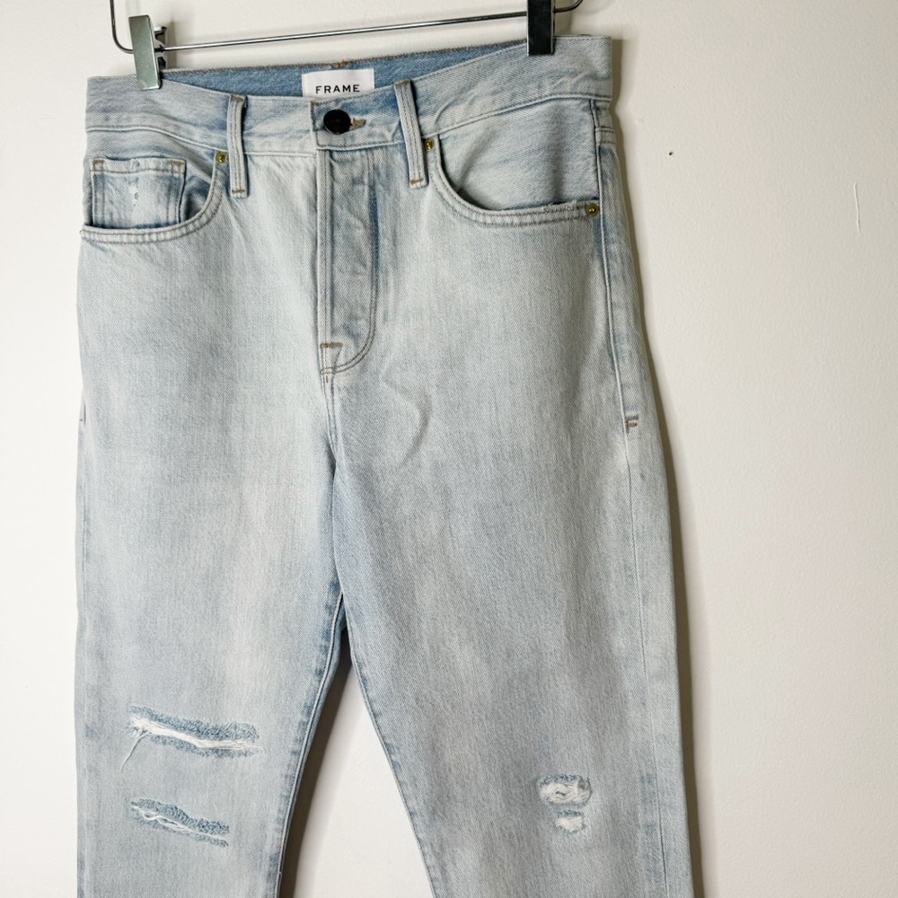 Frame Denim LeOriginal Button Fly Straight Jeans Howard Rips Distressed Size 26 - Picture 5 of 8